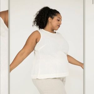 Elizabeth Suzann Petra Tank in Ivory Linen Gauze